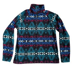 Vintage Eddie Bauer Women's Large Fleece Pullover Quarter Zip Southwestern